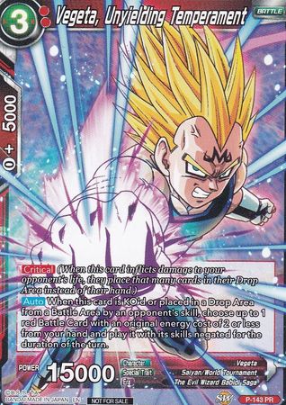 Vegeta, Unyielding Temperament (Power Booster: World Martial Arts Tournament) (P-143) [Promotion Cards] Parallel Foil