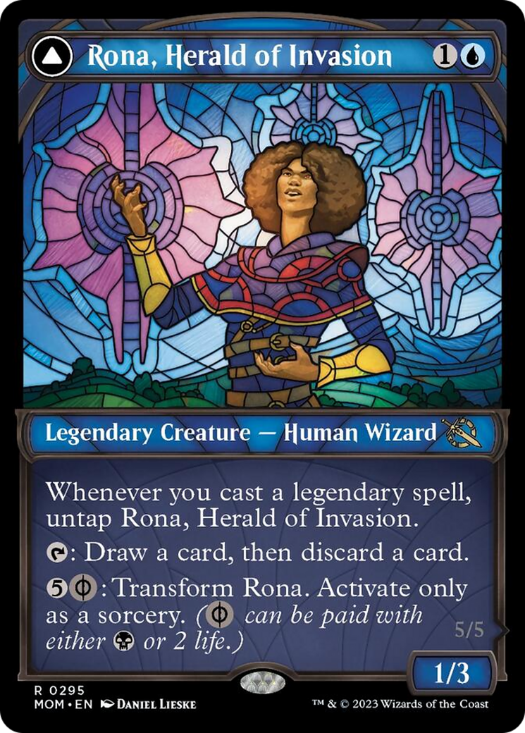 Rona, Herald of Invasion // Rona, Tolarian Obliterator (MOM-295) - March of the Machine: (Showcase) Foil