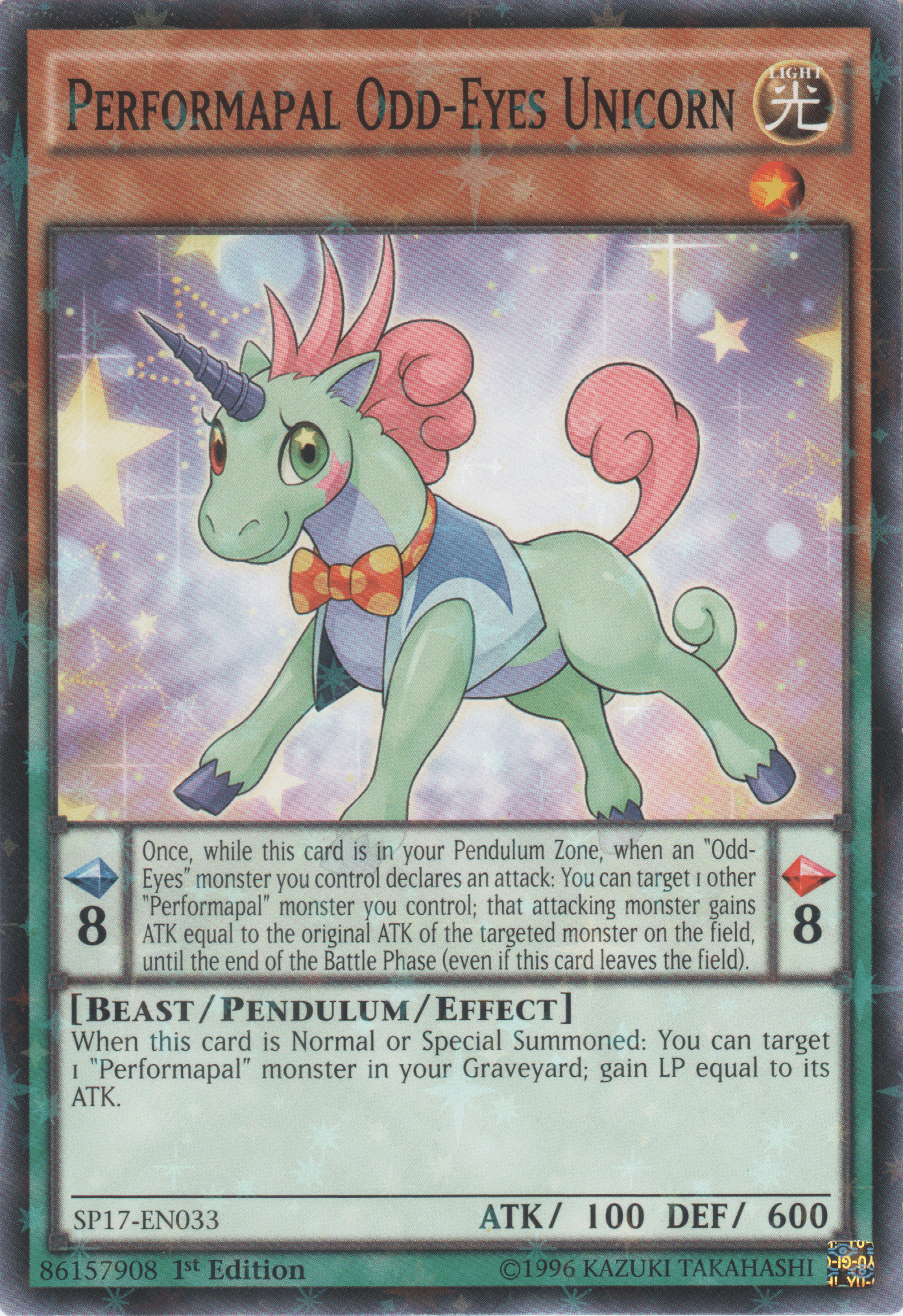 Performapal Odd-Eyes Unicorn [SP17-EN033] Starfoil Rare - Josh's Cards