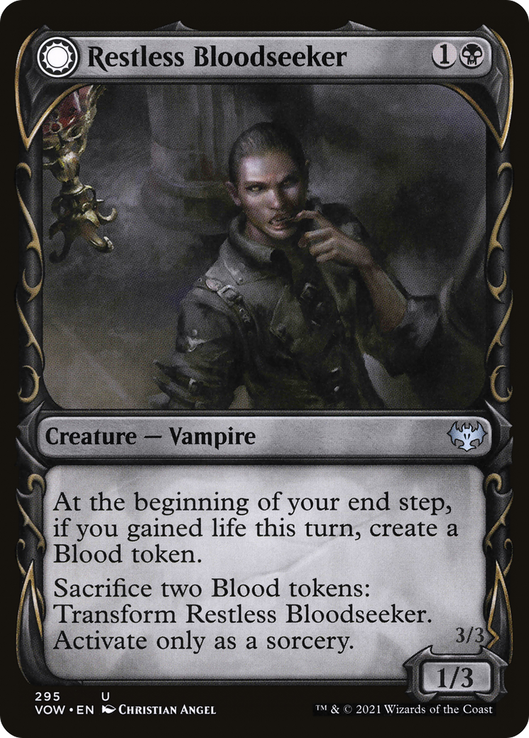 Restless Bloodseeker // Bloodsoaked Reveler (VOW-295) - Innistrad: Crimson Vow: (Showcase, Double Faced Transform)