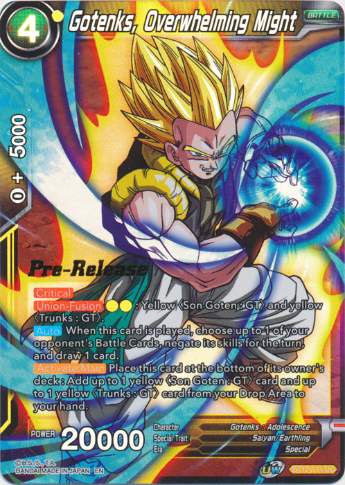 Gotenks, Overwhelming Might (BT10-111) [Rise of the Unison Warrior Prerelease Promos] Parallel Foil