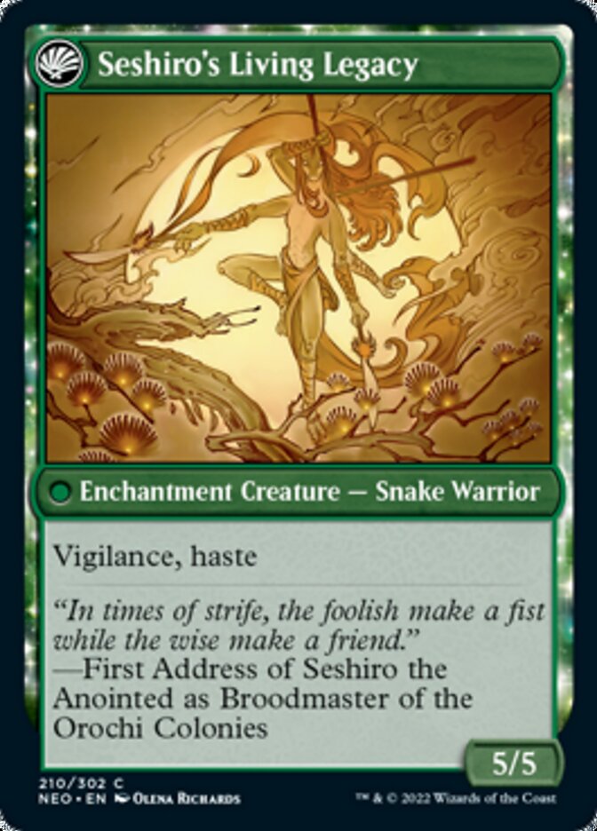 Tales of Master Seshiro // Seshiro's Living Legacy (NEO-210) - Kamigawa: Neon Dynasty: (fandfc, enchantment) Foil