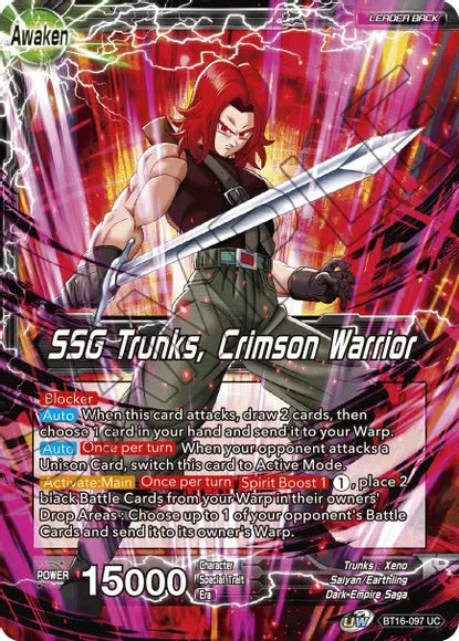 Trunks // SSG Trunks, Crimson Warrior (BT16-097) [Realm of the Gods] Parallel Foil