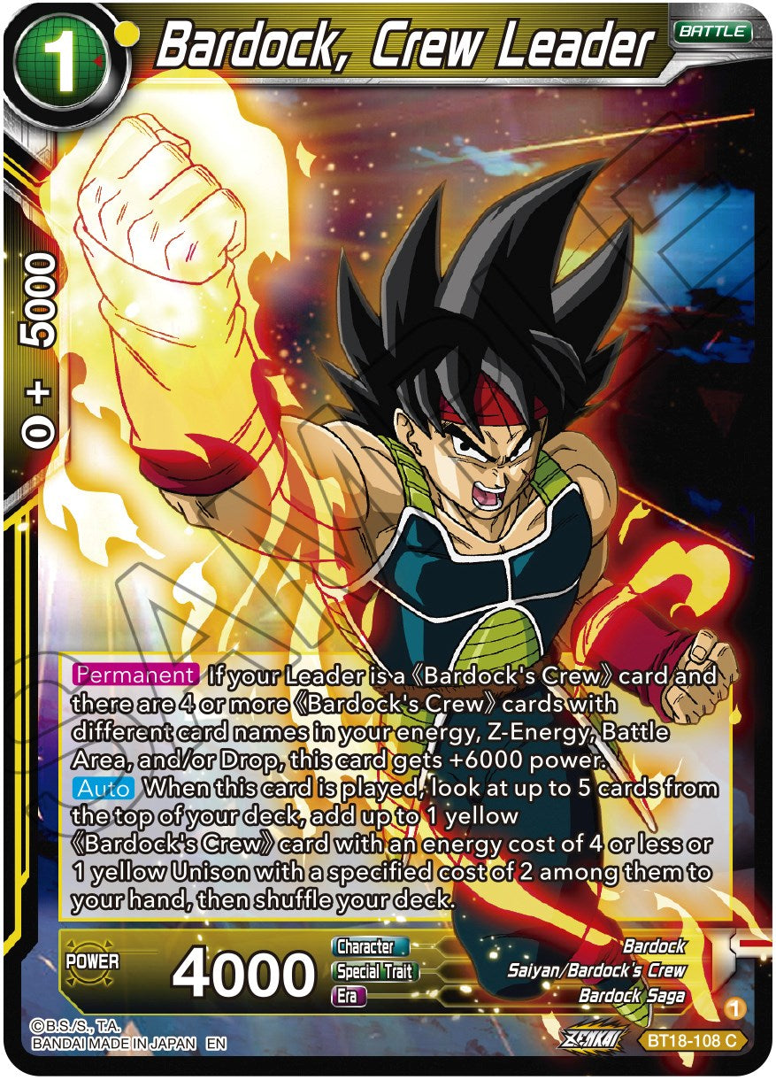 Bardock, Crew Leader (BT18-108) [Dawn of the Z-Legends] Parallel Foil