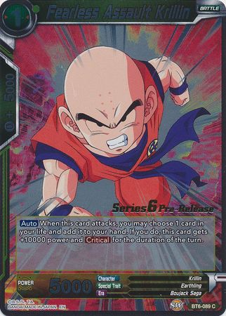 Fearless Assault Krillin (BT6-089_PR) [Destroyer Kings Prerelease Promos] Parallel Foil