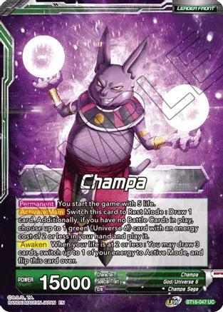 Champa // Champa, Victory at All Costs (BT16-047) [Realm of the Gods] Parallel Foil