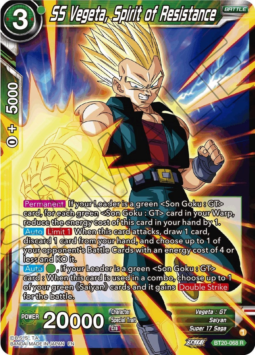 SS Vegeta, Spirit of Resistance (BT20-068) [Power Absorbed] Parallel Foil