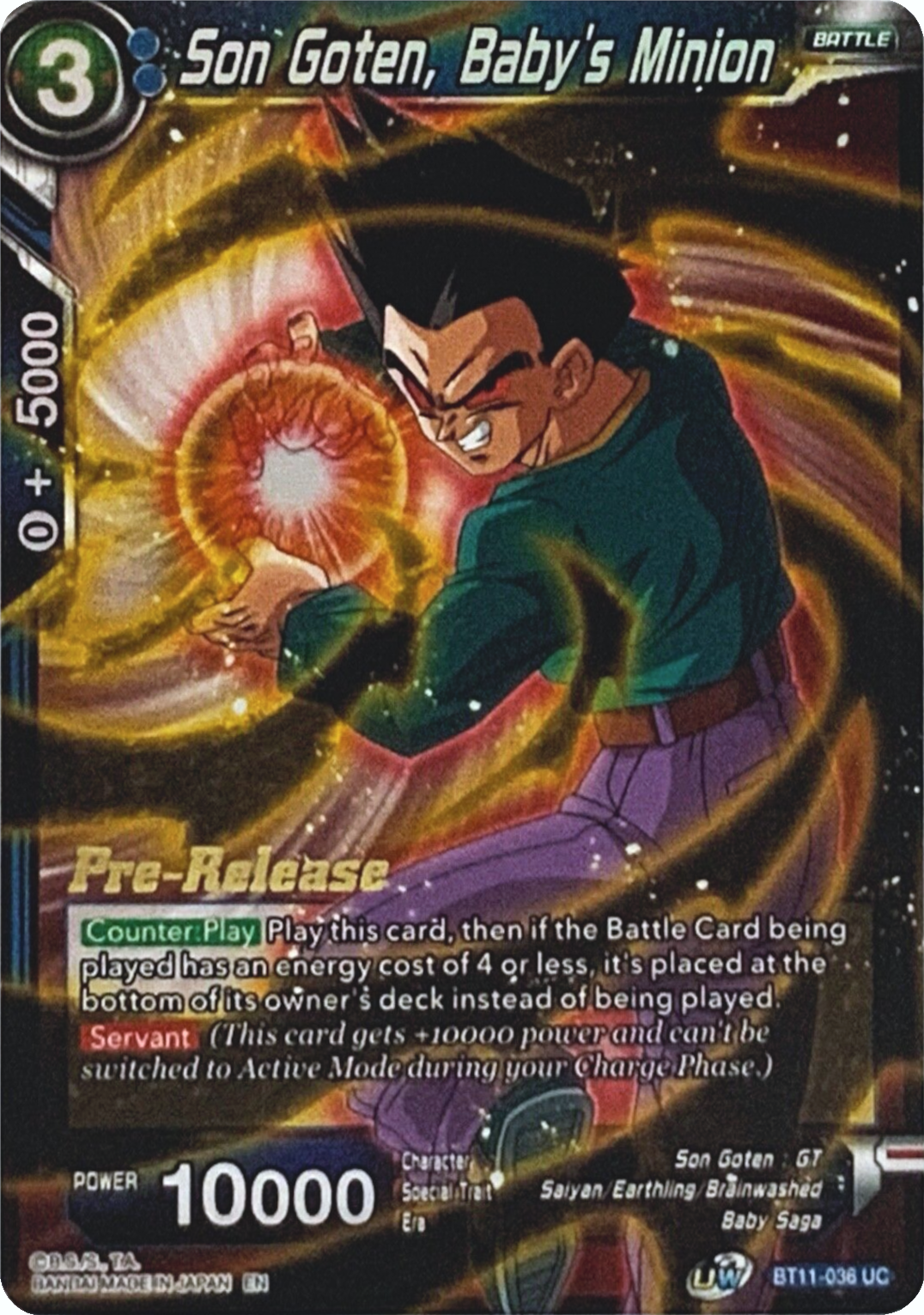 Son Goten, Baby's Minion (BT11-036) [Vermilion Bloodline Prerelease Promos] Parallel Foil