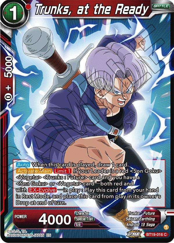 Trunks, at the Ready (BT19-016) [Fighter's Ambition] Parallel Foil
