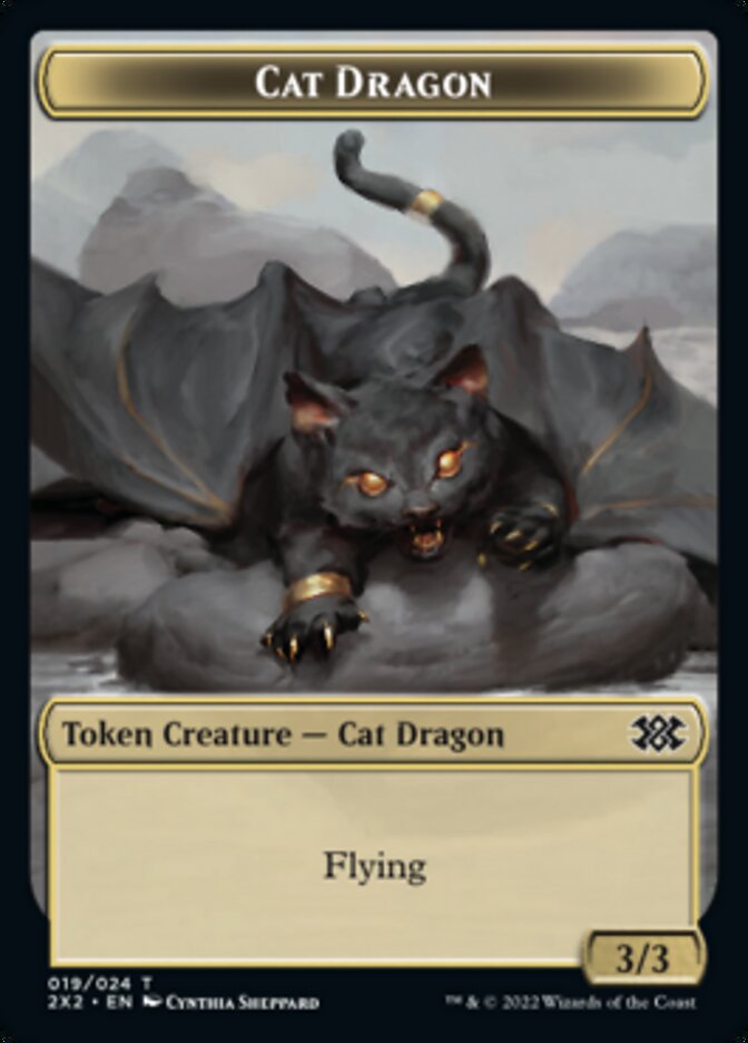 Cat Dragon // Spirit (002) Double-Sided Token [Double Masters 2022 Tokens] Foil