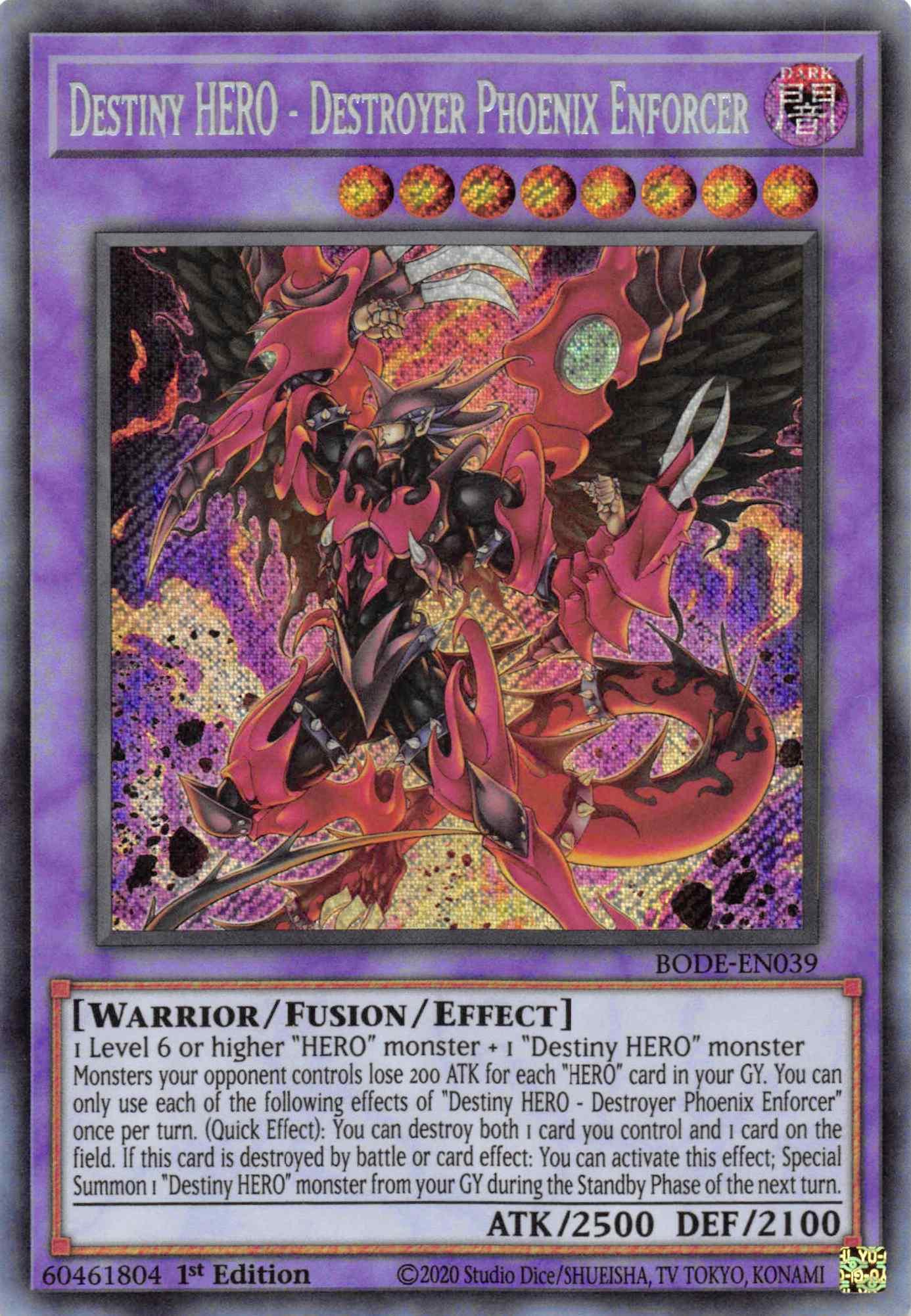 Destiny HERO - Destroyer Phoenix Enforcer [BODE-EN039] Secret Rare - Josh's Cards