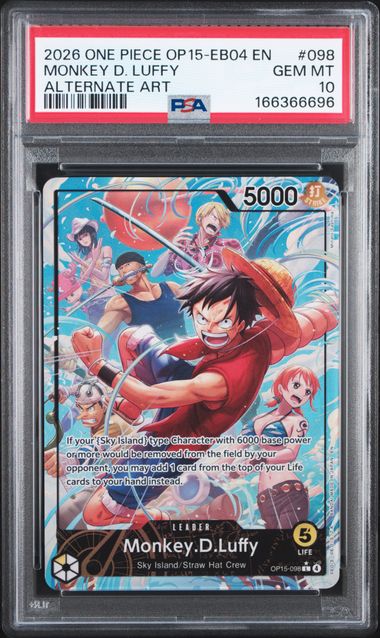 Monkey.D.Luffy Leader Alternate Art Adventure on Kami's Island OP15-098 PSA 10