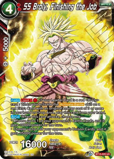 SS Broly, Finishing the Job (BT15-020) [Saiyan Showdown] Parallel Foil