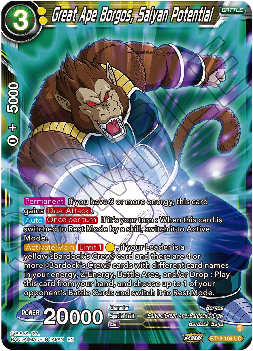 Great Ape Borgos, Saiyan Potential (BT18-104) [Dawn of the Z-Legends] Parallel Foil