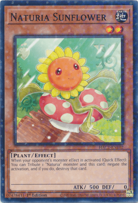 Naturia Sunflower (Duel Terminal) [HAC1-EN102] Parallel Rare - Josh's Cards