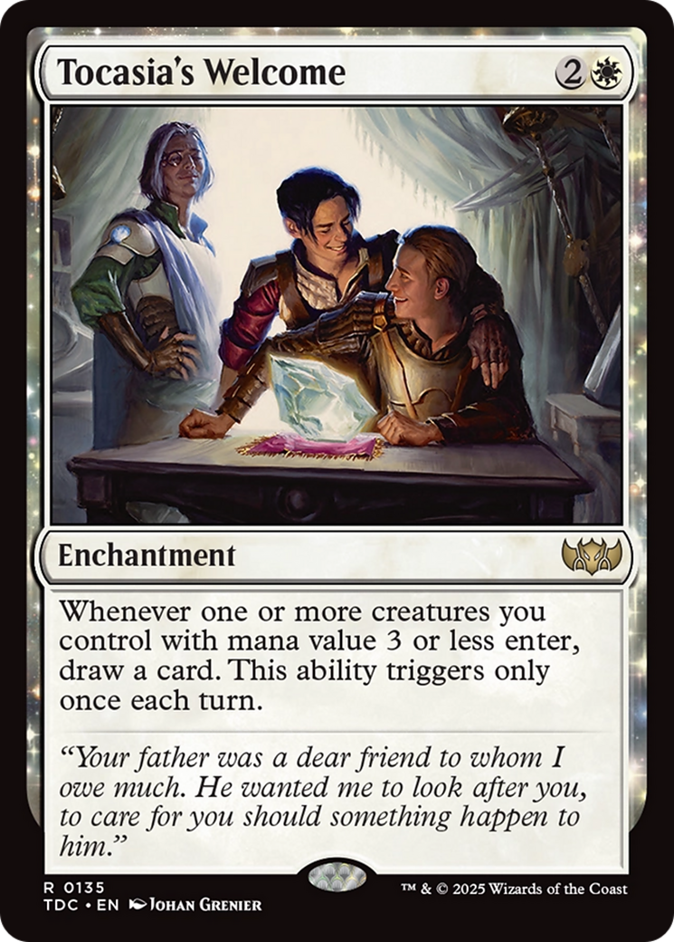 Tocasia's Welcome (TDC-135) - Commander: Tarkir: Dragonstorm: (enchantment)