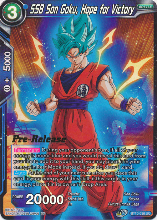 SSB Son Goku, Hope for Victory (BT10-036) [Rise of the Unison Warrior Prerelease Promos] Parallel Foil