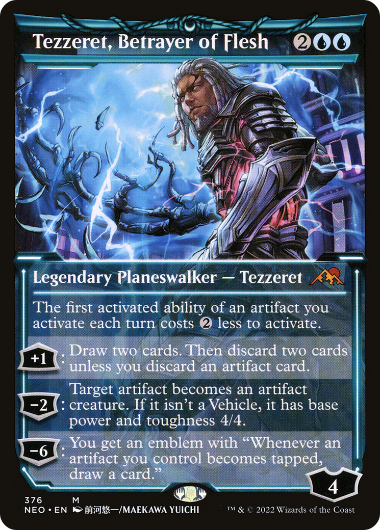 Tezzeret, Betrayer of Flesh (NEO-376) - Kamigawa: Neon Dynasty: (Showcase)