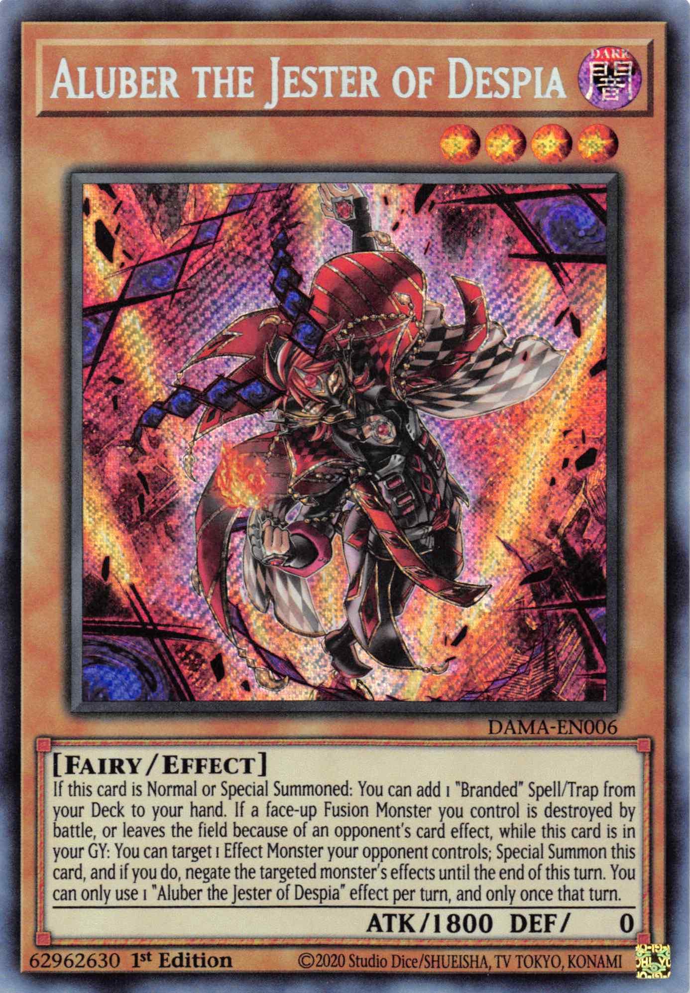 Aluber the Jester of Despia [DAMA-EN006] Secret Rare - Josh's Cards
