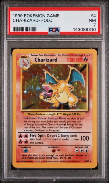 Charizard Holofoil 1999 Base Set Unlimited 4/102 PSA 7