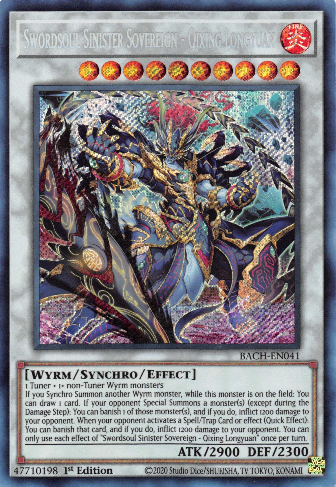 Swordsoul Sinister Sovereign - Qixing Longyuan [BACH-EN041] Secret Rare - Josh's Cards