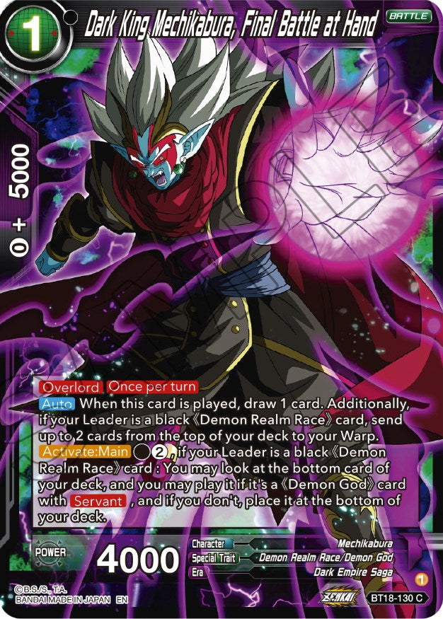Dark King Mechikabura, Final Battle at Hand (BT18-130) [Dawn of the Z-Legends] Parallel Foil