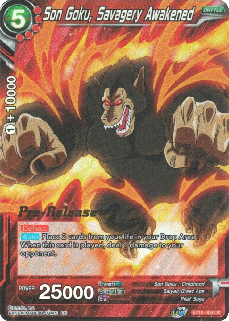 Son Goku, Savagery Awakened (BT10-006) [Rise of the Unison Warrior Prerelease Promos] Parallel Foil