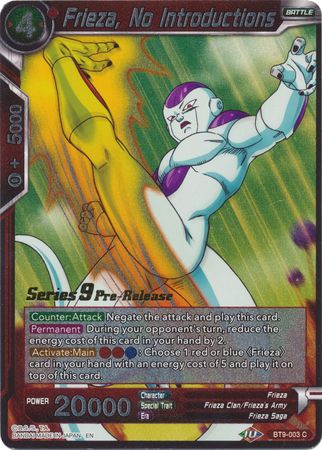 Frieza, No Introductions (BT9-003) [Universal Onslaught Prerelease Promos] Parallel Foil