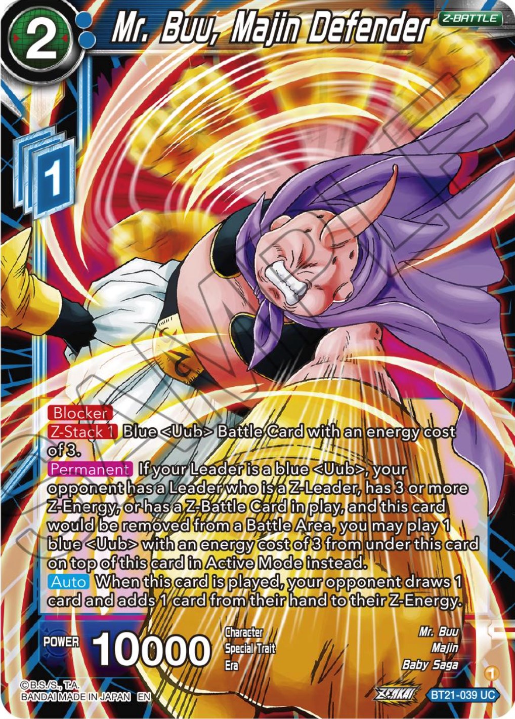 Mr. Buu, Majin Defender (BT21-039) [Wild Resurgence] Parallel Foil