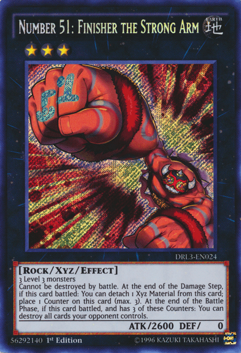 Number 51: Finisher the Strong Arm [DRL3-EN024] Secret Rare - Josh's Cards