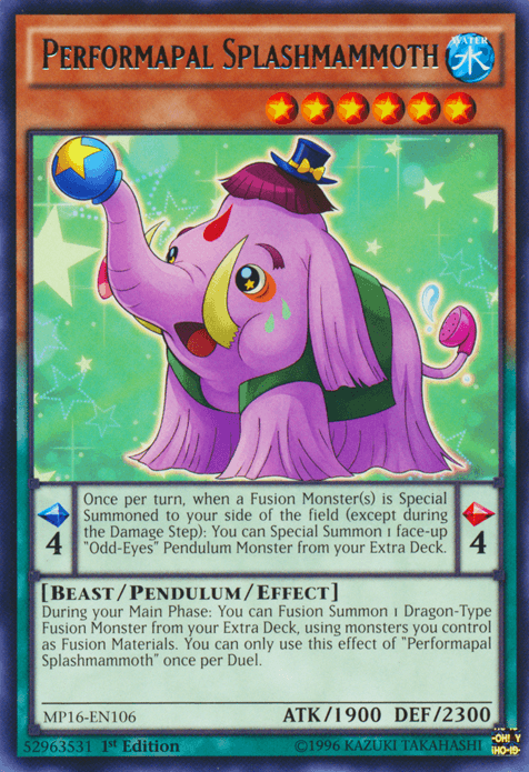 Performapal Splashmammoth [MP16-EN106] Rare - Josh's Cards