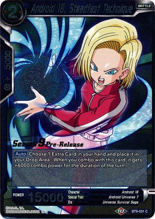 Android 18, Steadfast Technique (BT9-031) [Universal Onslaught Prerelease Promos] Parallel Foil
