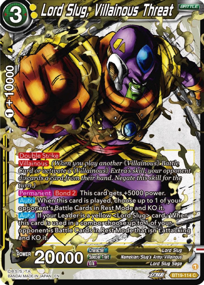 Lord Slug, Villainous Threat (BT19-114) [Fighter's Ambition] Parallel Foil