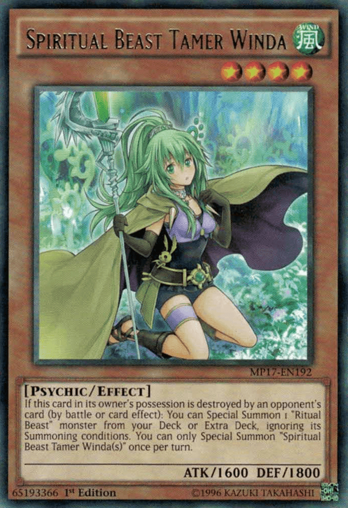 Spiritual Beast Tamer Winda [MP17-EN192] Rare - Josh's Cards