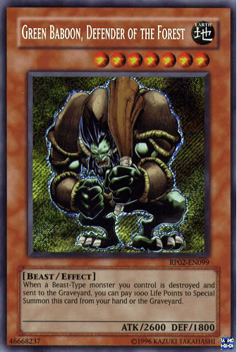 Green Baboon, Defender of the Forest [RP02-EN099] Secret Rare - Josh's Cards