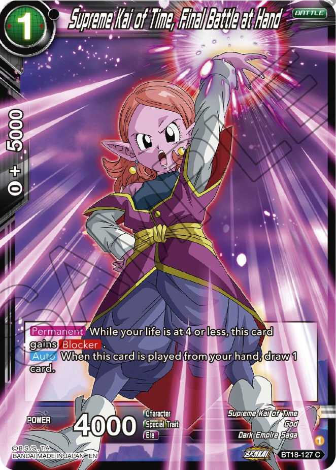 Supreme Kai of Time, Final Battle at Hand (BT18-127) [Dawn of the Z-Legends] Parallel Foil