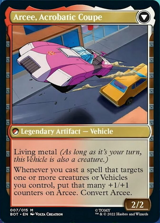 Arcee, Sharpshooter // Arcee, Acrobatic Coupe (BOT-007) - Transformers: (convertdfc) Foil
