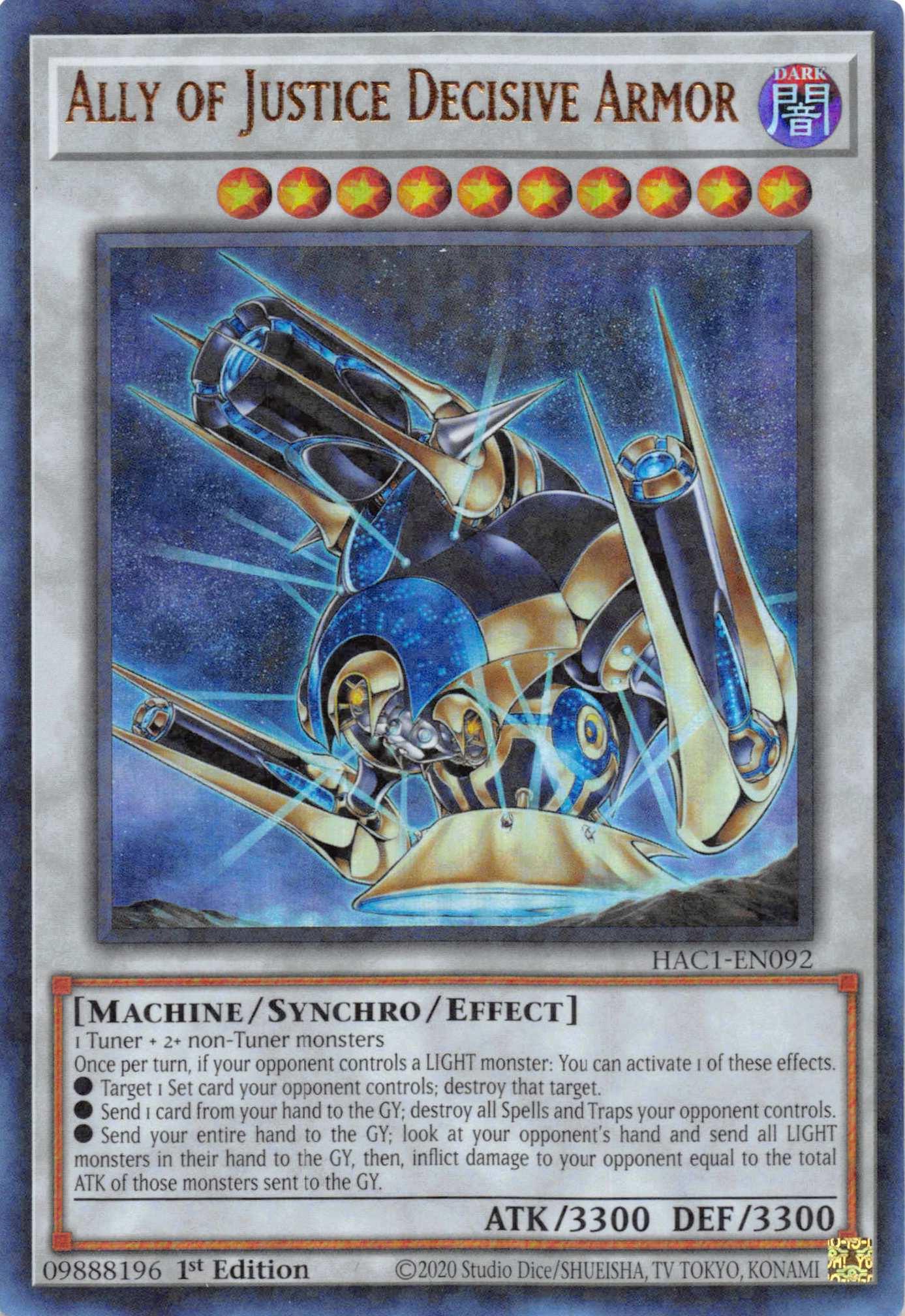 Ally of Justice Decisive Armor (Duel Terminal) [HAC1-EN092] Parallel Rare - Josh's Cards