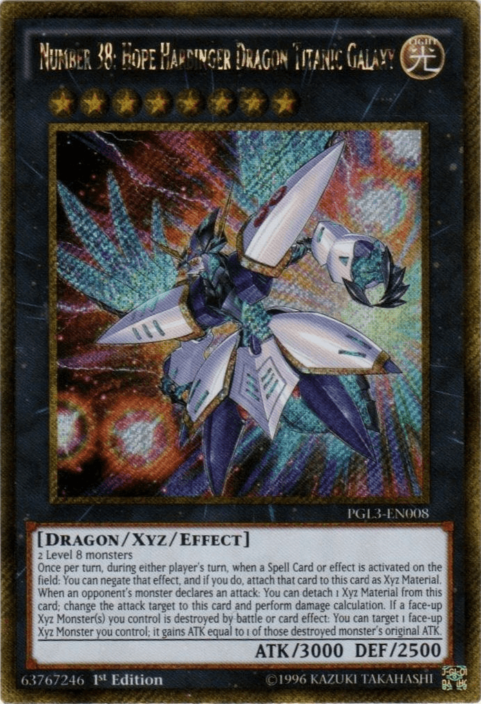 Number 38: Hope Harbinger Dragon Titanic Galaxy [PGL3-EN008] Gold Secret Rare - Josh's Cards