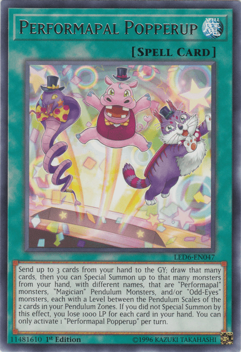 Performapal Popperup [LED6-EN047] Rare - Josh's Cards