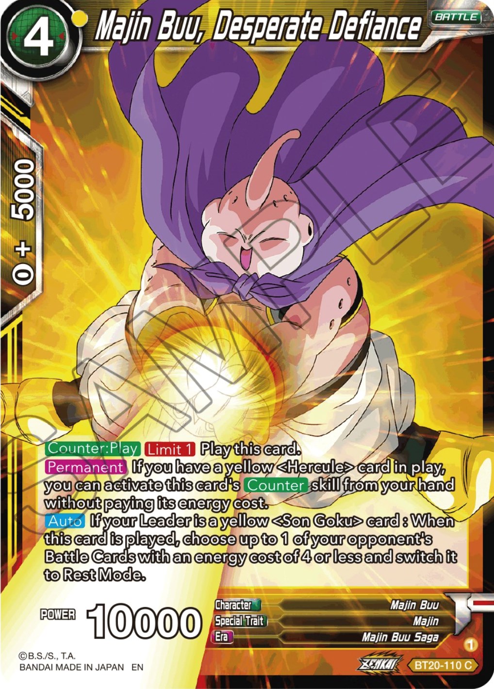 Majin Buu, Desperate Defiance (BT20-110) [Power Absorbed] Parallel Foil