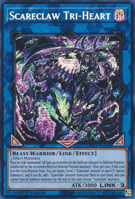Scareclaw Tri-Heart [MP23-EN088] Prismatic Secret Rare - Josh's Cards