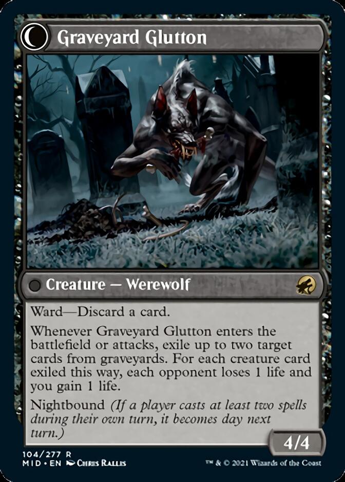 Graveyard Trespasser // Graveyard Glutton (MID-104) - Innistrad: Midnight Hunt: (Double Faced Transform) Foil
