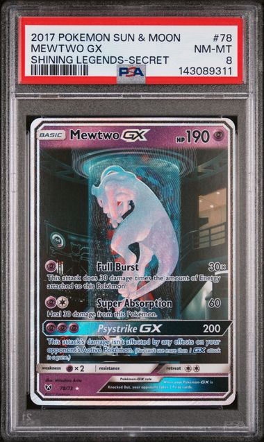 Mewtwo GX Secret Shining Shining Legends 78/73 PSA 8