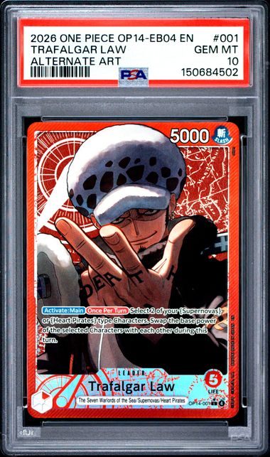 Trafalgar Law The Azure Sea's Seven OP14-001 PSA 10