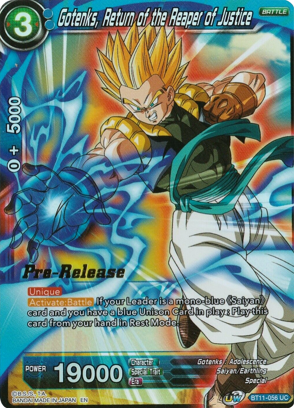 Gotenks, Return of the Reaper of Justice (BT11-056) [Vermilion Bloodline Prerelease Promos] Parallel Foil