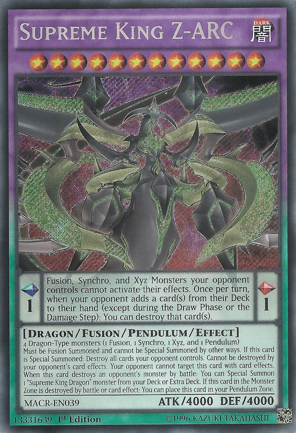 Supreme King Z-ARC [MACR-EN039] Secret Rare - Josh's Cards