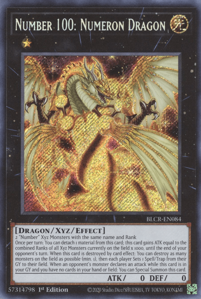 Number 100: Numeron Dragon [BLCR-EN084] Secret Rare - Josh's Cards