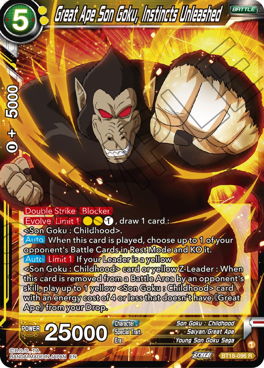 Great Ape Son Goku, Instincts Unleashed (BT18-096) [Dawn of the Z-Legends] Parallel Foil