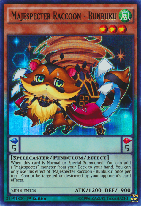 Majespecter Raccoon - Bunbuku [MP16-EN126] Ultra Rare - Josh's Cards